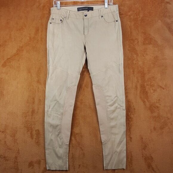 YIGAL AZROUEL Womens Pants Size 4 Tan Skinny 100% Leather Riding Equestrian - Picture 1 of 10